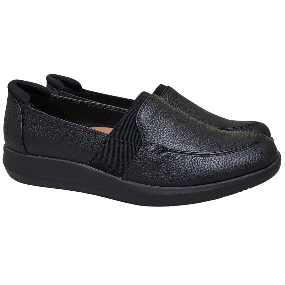 Baretraps Women Jilian Slip On Low Wedge Loafers Size US 8M Black Faux Leather